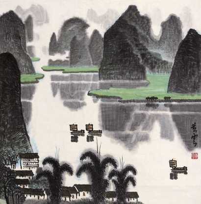 黄云 山水 镜心